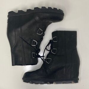 Sorel Black Women's Lace-Up Wedge Boots
